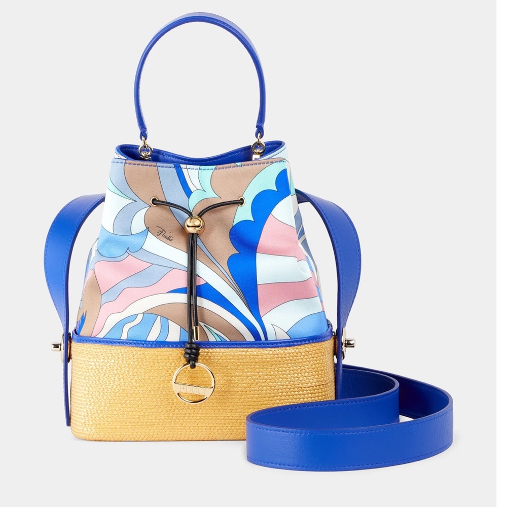 Emilio Pucci Blue Acapulco Print Bonita Bucket Bag